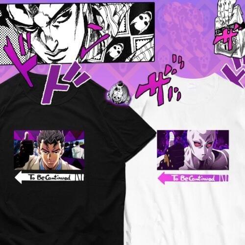 Anime JoJos Bizarre Adventure Kira Yoshikage KILLER QUEEN cosplay T-shirt Fashion t shirt Cotton Men Tees tops