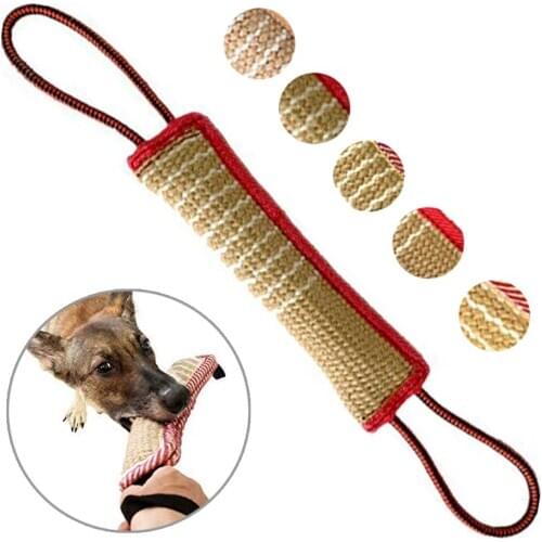 Dog Tug Toy Dog Bite Pillow Jute Bite Toy with 2 Handles Best for Tug of War Puppy Training Interactive Play Interactive Toys
