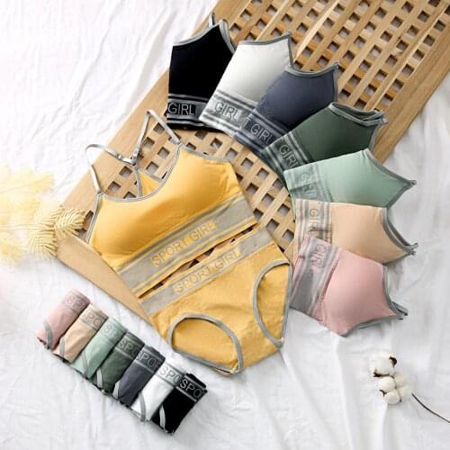 Women Bra Panties Set Push Up Sports Bra Set Sexy G-String Seamless Active Bra Thong Lingerie Set Fitness Crop Top Underwear