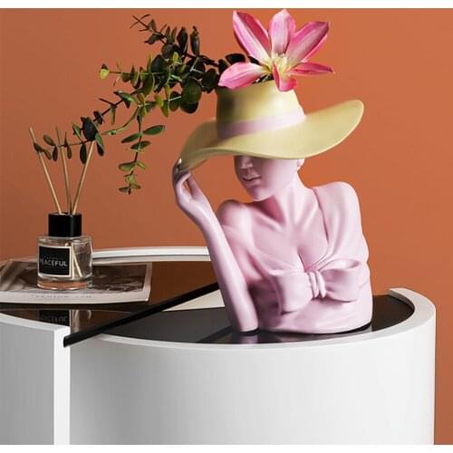 Creativity Human Vase Resin Human Head Handicraft Furnishings Handmade Home Decoration Flower Arrangement Flower Vases Ornaments