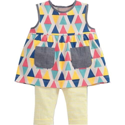 Little Maven New Summer Brand Children Triangles O-neck Sleeveless Vest Striped Short Quality Cotton Knitted Girls Casual Sets