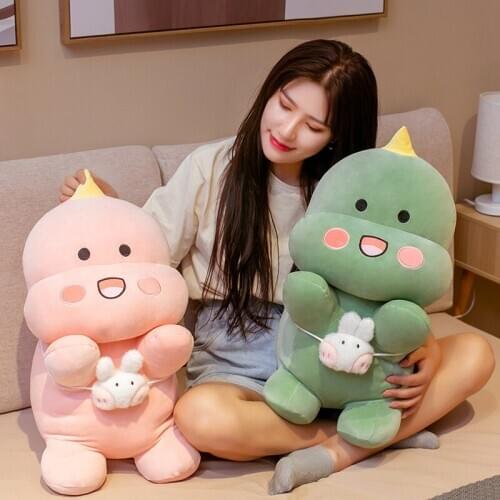 30cm/45cm/60cm Kawaii Dinosaur With Messenger Bag Plush Toy Soft Stuffed Cartoon Animal Doll Home Decor Birthday Gift For Kids