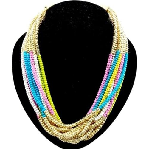 European and American Multi-layer Retro Snake Chain Necklace Multi-strand Beaded Snake-shaped Wide Chain Flat Necklace