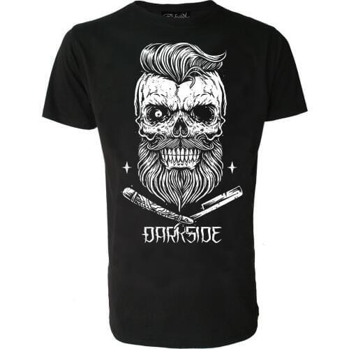 Beard Barber Razor Skull Black MenS T Shirt Biker Rockabilly Cotton Tee Shirts for Men Tee Shirt Short Sleeve Tops Hip Hop