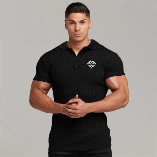 Mens Polo Shirt Short Sleeve O-neck Buttons Tops Gentleman Printed Knitted Polo Shirts 2021Summer Mens Clothing