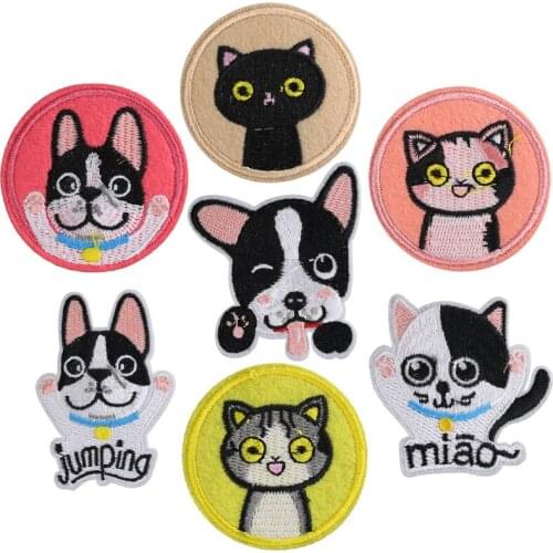 Cartoon Patch Sticker Applique on Clothes Dog Iron on Patches for Clothing Applications for Clothes Stripe Cat Accessories