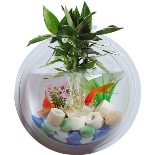 Hanging Mini Transparent Acrylic Wall Mount Fish Tank Acrylic Wall Mount Hanger Aquarium Goldfish Hanger Plant Sticker Aquarium