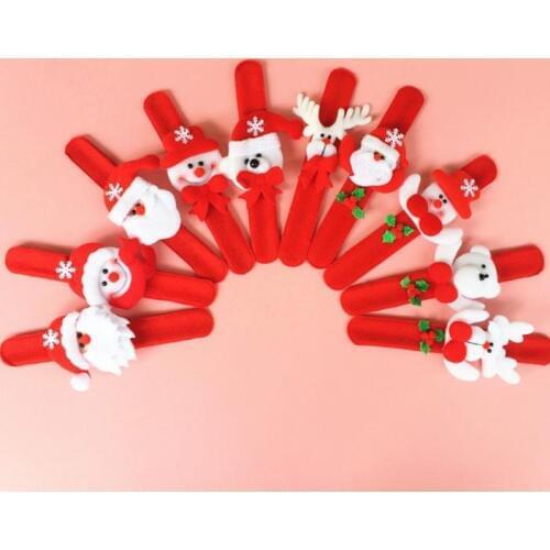 Xmas Party Favors Santa Claus Slap Bracelet Christmas Reindeer Wrist Band Bangle festive event kids adults Gift red
