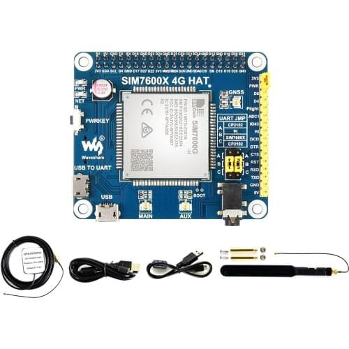 Waveshare 4G/3G/2G/GSM/GPRS/GNSS HAT for Raspberry Pi, Based on SIM7600G-H,LTE CAT4, the Global Version
