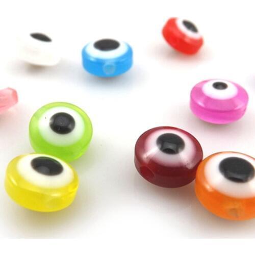 Mixed Color 12mm Eye Design Oblate Round Acrylic Beads For DIY 500pcs/Lot