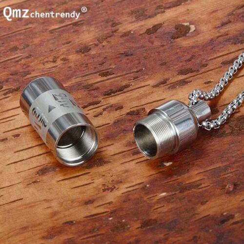 Titanium Buddhism Jewelry Shurangama Mantra Sanskrit Pendant Amulet Locket Necklace For Men Openable Cylinder Ash Storage Case