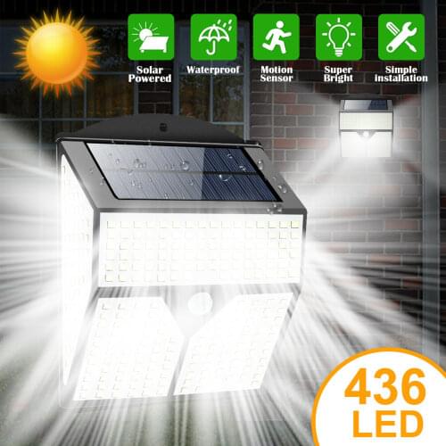 436 Led Solar Light Outdoors Solar Lamp PIR Motion Sensor Street Lights Waterproof Solar Powered Sunlight Garden Decorative