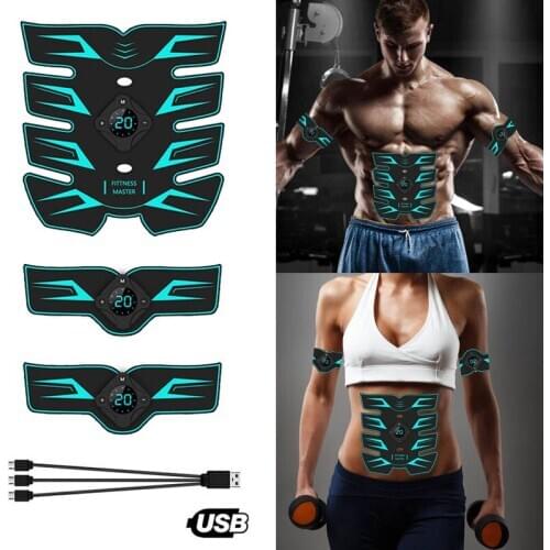 USB Recharge Gym Electric Trainer Wireless Abdominal Muscle Stimulator EMS Smart Fitness Training Massager Body Slimming Belt