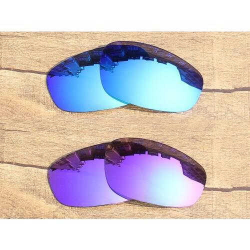 Vonxyz 2 Pairs Ice Mirror & Violet Mirror Polarized Replacement Lenses for-Oakley Split Jacket Frame
