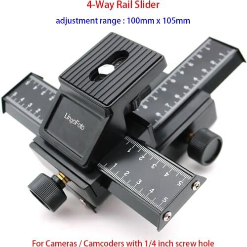 High Quality 4-Way Macro Focusing Rail Slider, Close-up Shooting Guider, Aluminum Alloy