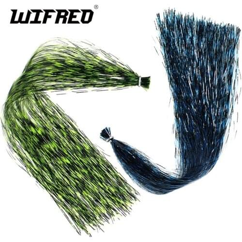 Wifreo flashabou metallic tinsel flash material grizzly barred flash saltwater jigs streamer fly tying synthetic fiber material