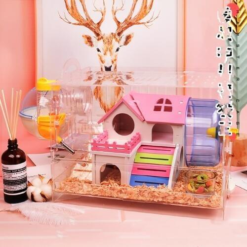 Drawer hamster cage acrylic double-layer oversized villa nest box tray supplies