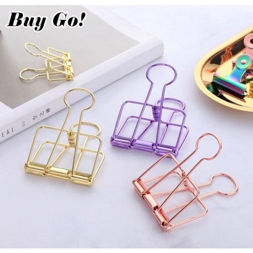 6PCS Colorful Metal Paper Clip Rose Green Binder Clips Clamp Large Medium Small Book Stationery School Office Learning Supplies