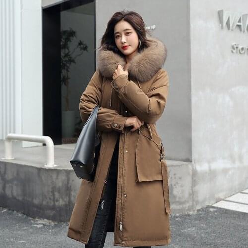 Detachable Liner Female Parkas 2021 Winter Jacket Plus velvet Thick Big fur collar Hooded Coat Windproof Women Long Snow Outwear