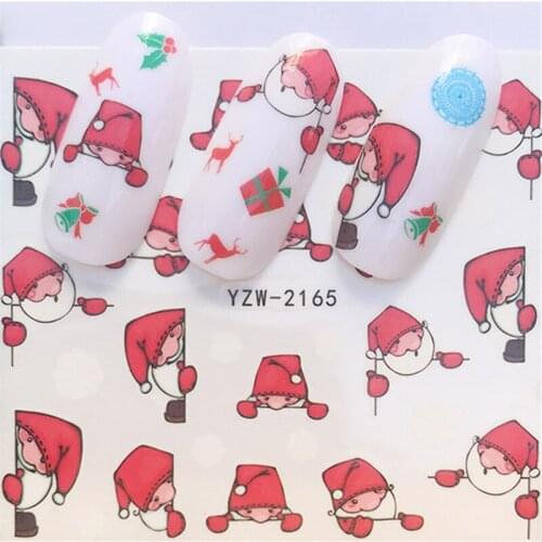 1 Sheet 2021 NEW Christmas Pattern for Nail Art Decorations Water Sticker Sets Santa Claus Manicure Slider Nail Decals Polish