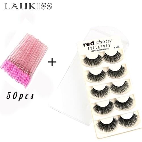 1Set False Eyelashes 3D Mink Eyelashes 100% Disposable Crystal Eyelash Brush Applicator Propeller Eyebrow Fast Shipping LAUKISS