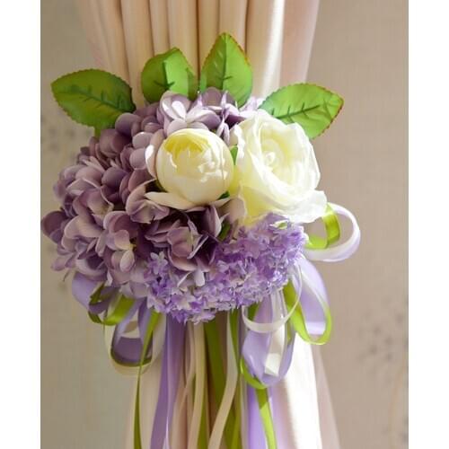 Curtain Bouquet Knot Decorative Rose Flower for Wedding Groom Bride Room Ornament