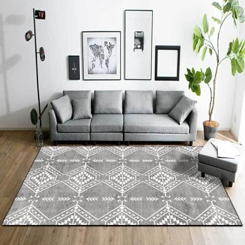200*300cm fashion simple ins gray white geometric ethnic homestay style living room bedroom bedside carpet floor mats
