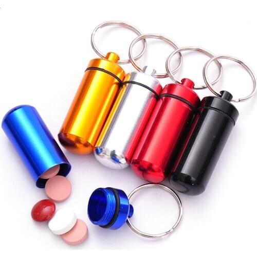 30 x Empty Portable Medical Pill Cases Jars Travel WaterProof Mini Aluminum Keychain Medical Drugs Tablet Storage Containers