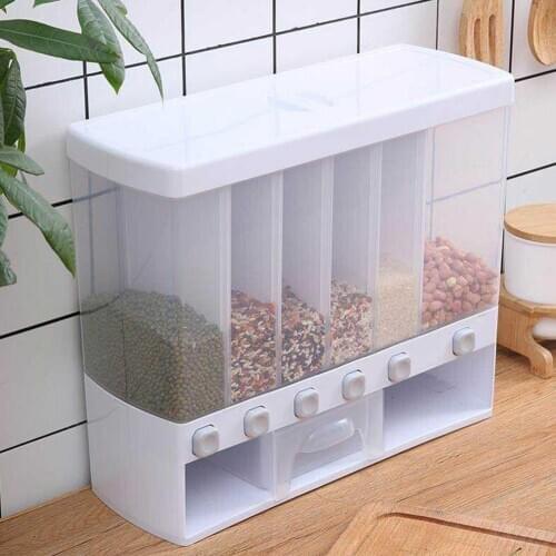 40*16*25cm Dry Food Dispenser 6-Grid Cereal Dispensers Food Storage Container Kitchen Storage Tank Kitchen Food Container
