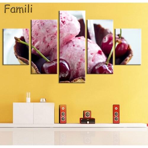 5pcs canvas painting wall Colorful fruit Food Canvas Prints Modern Wall Art Paintings fruit Decor Giclee Artwork for Room Decora