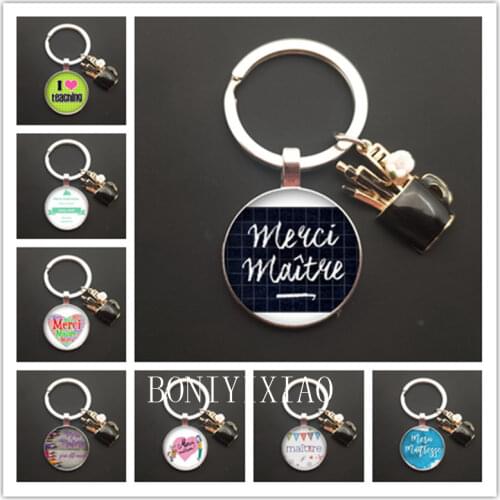 Charm Enamel Pen Holder Teachers Day Keychain High Quality Bag Car Keychain Teachers Day Gift Thank you teacher for the light