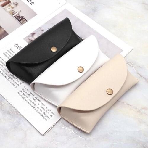 Unisex Men Women PU Leather Cover Snap Sunglasses Case Portable Soft Glasses Box Pouch GlassesCase Bag Accessories