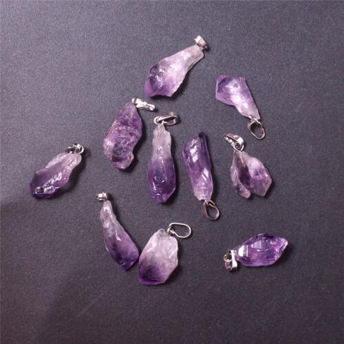 Druzy 50PCS Tiny Amethysts Quartz Crystal Point Pendant Necklace Purple Gemstoness Natural Rough Stones Healing Energy Chakra