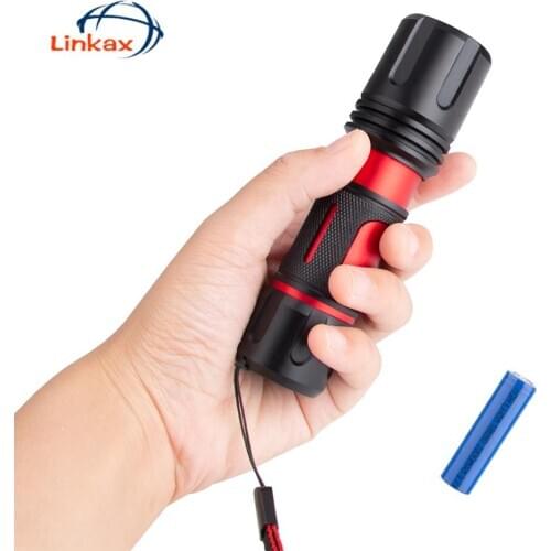 1800LM Flashlight XML-2 Led Tactical Work Light Zoomable 5 modes torch with 18650 battery for Outdoor Hiking Camping Caving