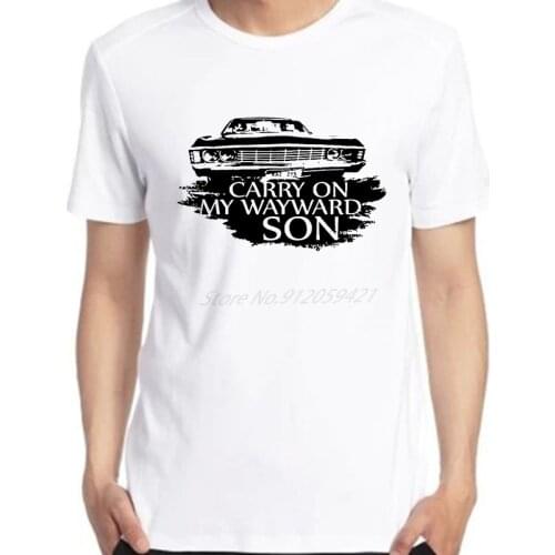 Carry On My Wayward Son Father Dad Printed Short Sleeve T Shirt Hip Hop Tees Tops Harajuku Streetwear Oversized Men clothing