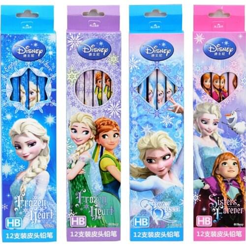 12pcsDisney Mickey pencil with rubber color pattern penholder cartoon painting writing HB pencil school supplies office gifts