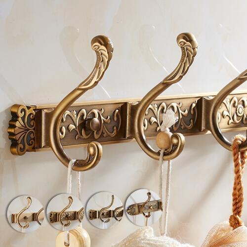 Robe Hooks Antique Zinc Alloy 3/4/5/6Wall Hook Single Clothes Hanger Towel Hooks Bathroom Accessories Decorative Coat Door Hooks