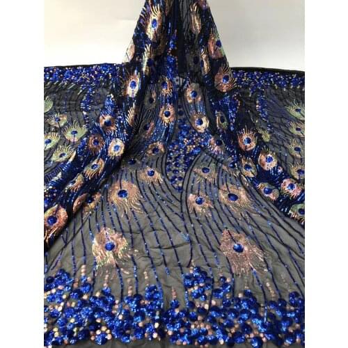Lxure Embroidery African Sequins Lace Fabric 2020 French Tulle Mesh Lace Material Hot Sale Sequins Lace for Woman Clothes Sewing