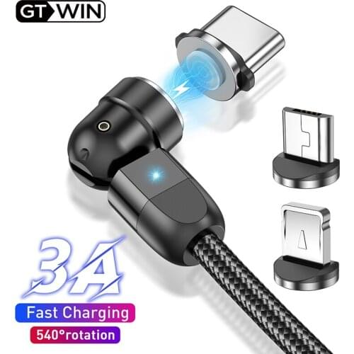GTWIN 3A 540 Magnetic Cable For IPhone Samsung Xiaomi Magnet Charger Fast Charging Micro USB Type C Cable Mobile Phone USB Cable