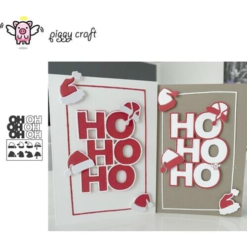 Piggy Craft metal cutting dies cut die mold Ho letter christmas hat frame Scrapbook paper craft knife mould blade punch stencil