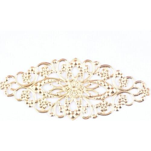 MIAOCHI 30Pcs Gold Plated Filigree Flower Wraps Connectors JMetal Crafts Gift Decoration DIY Findings 8x3.5cm j0551