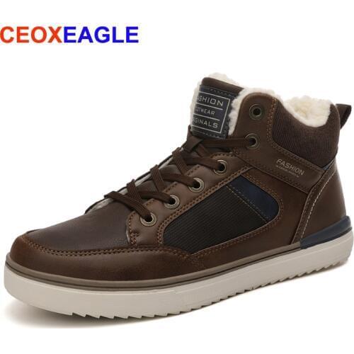 2019 Men Boots High Quality Winter Fur Warm Ankle Snow Boots Men Winter Rubber Work Boots Men Sneakers Mens Winter Fashion Shoe