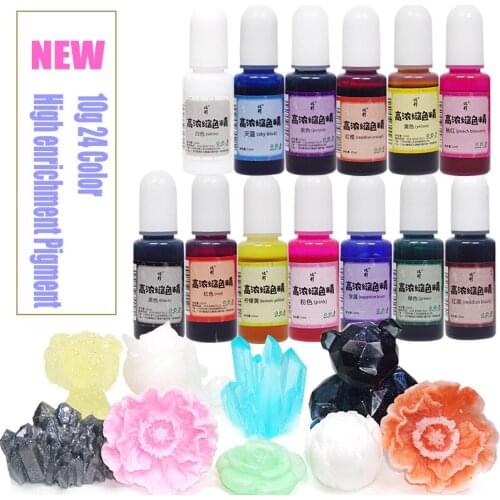 Enablefancy 24 Colors 10ml Art Ink Alcohol Resin Pigment Kit Liquid Resin Colorant Dye Ink Diffusion UV Epoxy Resin Jewel Making