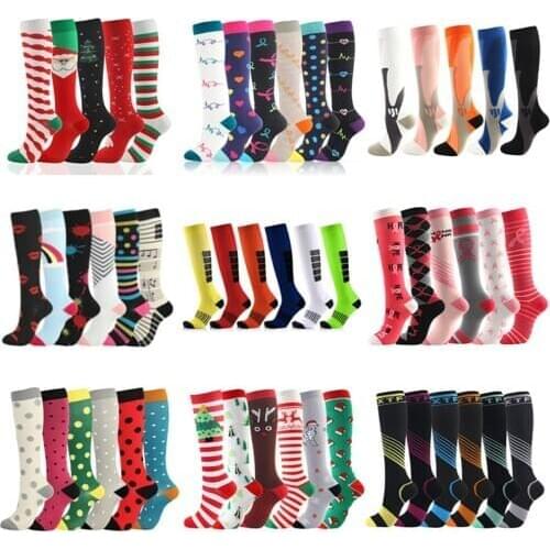 6/7pair Prevent Varicose Veins Men Women Compression Socks Fit For Sports Anti Fatigue Pain Relief Knee Variety Gift