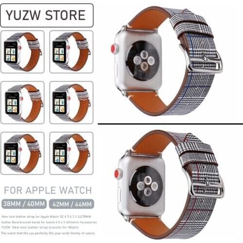 New Loop Strap for Apple Watch Band 38/42mm iWatch Houndstooth leather bracelet bands for Apple watch series 6/SE/5/4/3 44/40mm