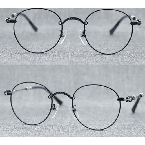 Metal eyeglasses frame mens round glasses mens all light prescription eyeglasses frame womens decorative glasses