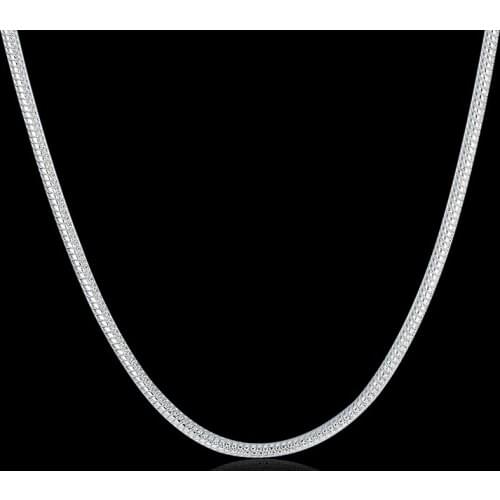 Silver Plated Necklace 925 Silver Fashion Jewelry Snake Chain 2mm Necklace