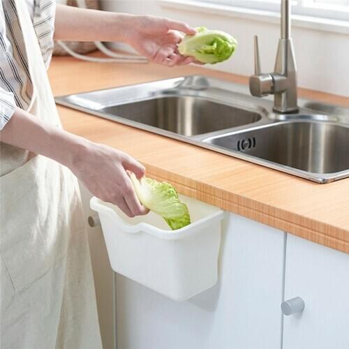 Plastic Basket Hanging Trash Can Waste Bin Garbage Can Storage Box Trash Storage Desktop Kitchen Holder Cabinet Door