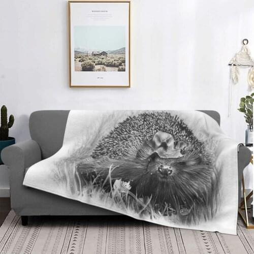 Hedgehog Blankets Flannel Printed Spike Portable Super Warm Throw Blankets for Home Bedroom Quilt