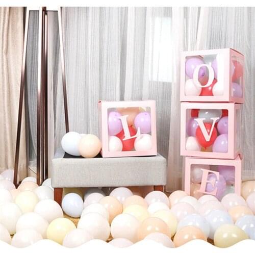 Love Letters Transparent Box Balloons Accessory Baby Shower Happy Birthday Balloon Wedding Decoration Box Party